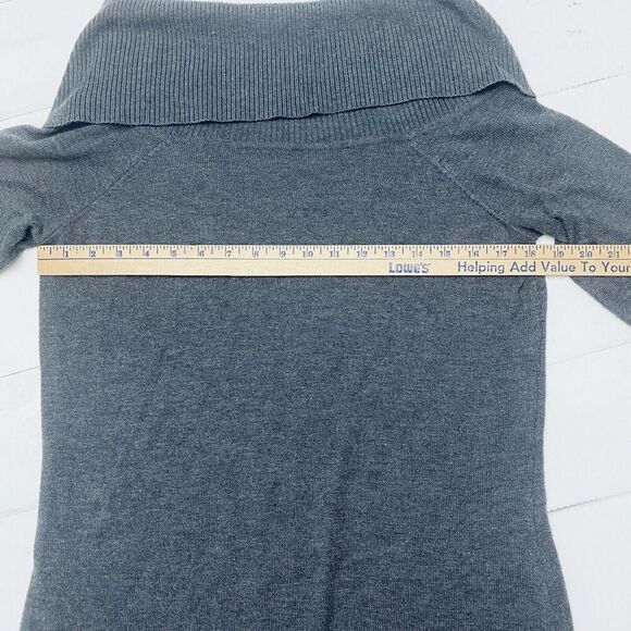 Calvin Klein Gray Foldover Off Shoulder Long Sleeve Knit Sweater Women's Medium - Picture 14 of 14